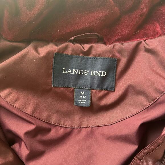 Lands' End Women's Down Shimmery Bergundy Purple Long Parka Size Medium - Picture 3 of 16